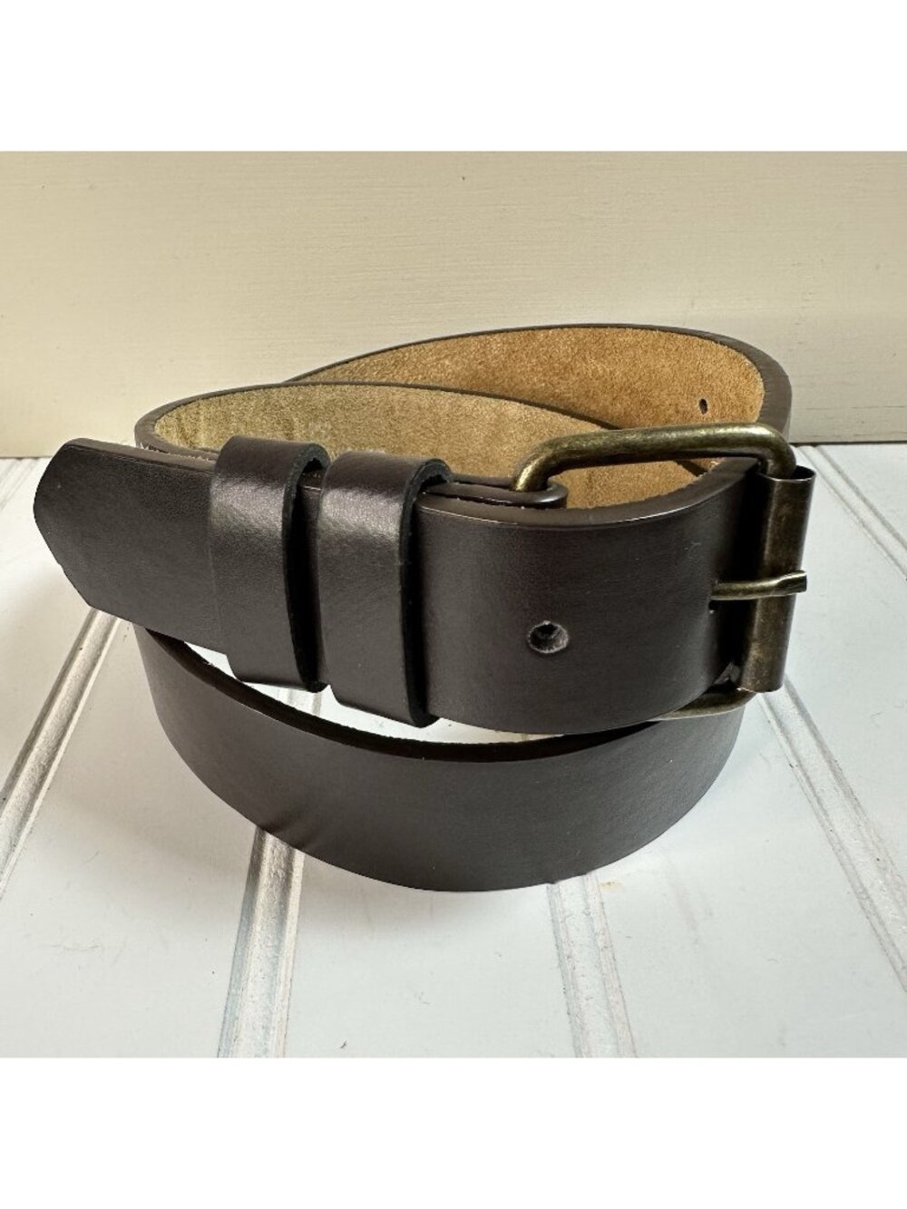 Dark Brown Leather Belt Men’s Size 32” x 1.25” Unisex Boho Casual